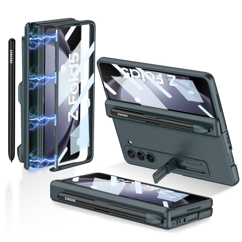 GKK For Samsung Galaxy Z Fold5 5G Pen Slot PC Phone Case Kickstand Magnetic Cover with Tempered Glass Screen Film GKK For Samsung Galaxy Z Fold5 5G Pen Slot PC Phone Case Kickstand Magnetic Cover with Tempered Glass Screen Film